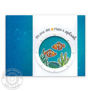 Sunny Studio Stamps Best Fishes It's Your Day, Make A Splash Clownfish Porthole Handmade Card