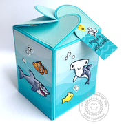Sunny Studio Stamps Wrap Around Ocean Themed Gift Box (using Best Fishes Stamps)