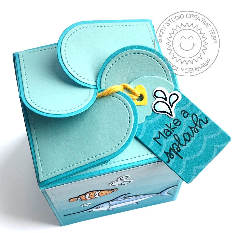 Sunny Studio Stamps Wrap Around Beach Themed Gift Box with Petal Closure