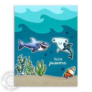 Sunny Studio Stamps Ocean Scene Shark Card (using Catch A Wave Border Dies)