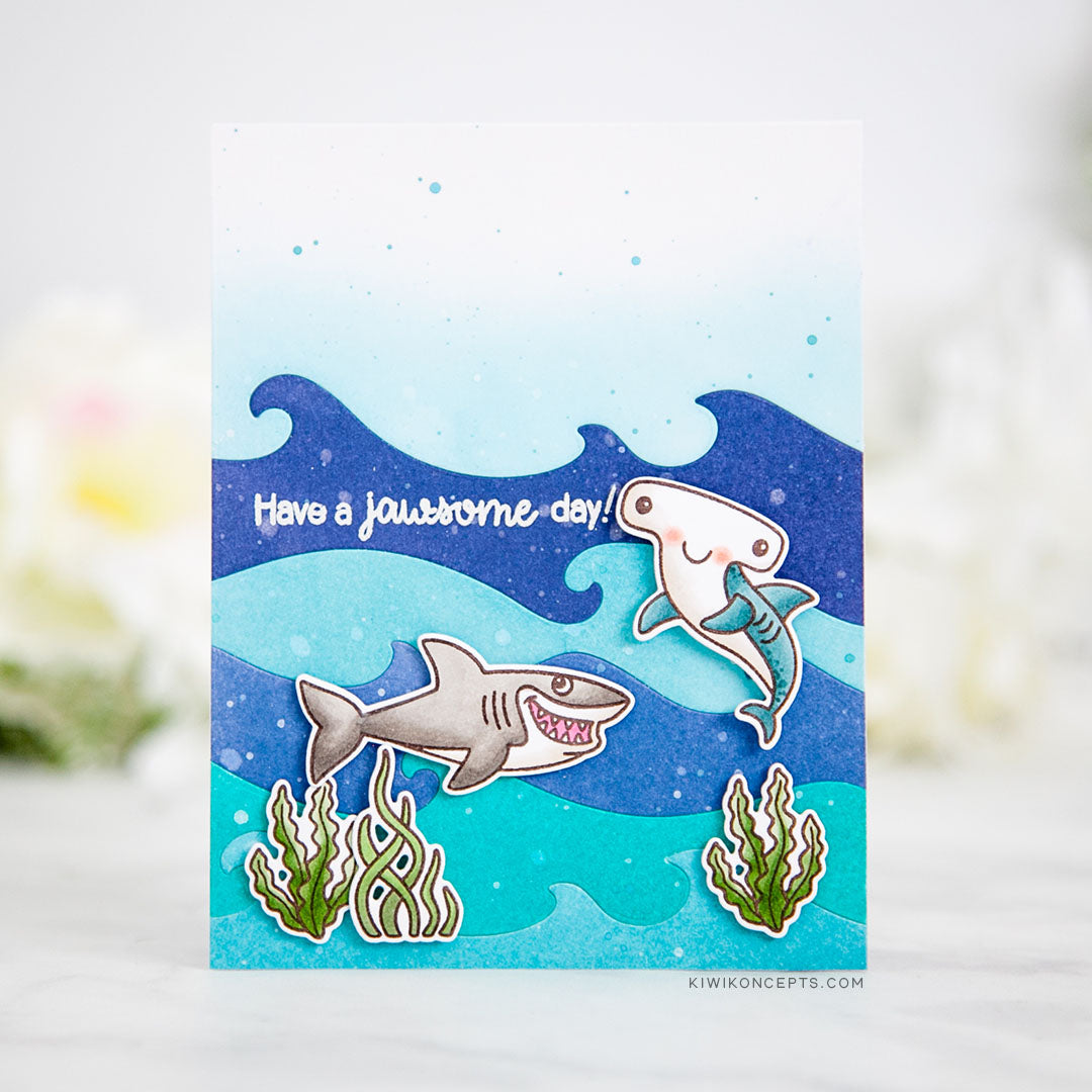 Sunny Studio Stamps Best Fishes Shark Themed Have a Jawsome Day Punny Ocean Card