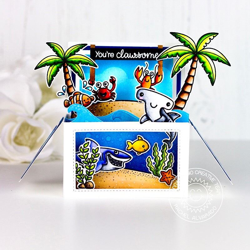 Sunny Studio Stamps Catch A Wave Pop-up Box Ocean Beach Themed Card