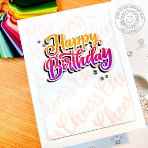 Sunny Studio Stamps Clean & Simple CAS Ombre Birthday Card (using Big Bold Greetings 4x6 Clear Sentiment Stamps)