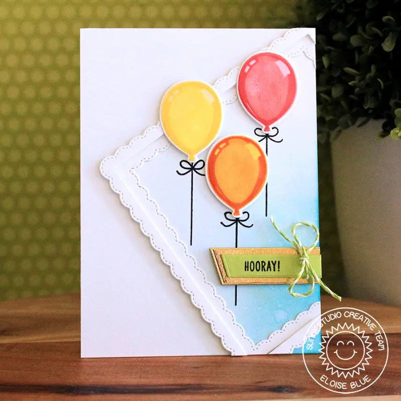 Sunny Studio Stamps Birthday Balloon Card using Fancy Frames Square Dies