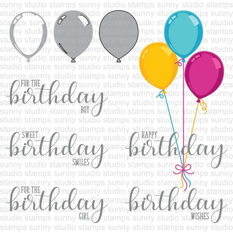 Sunny Studio Stamps Birthday Balloon Color Layering Stamping Guide