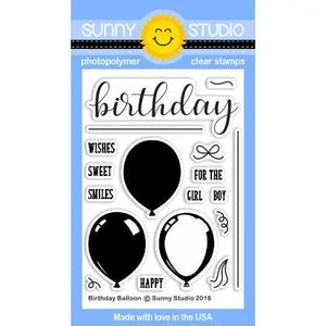 Sunny Studio Stamps Birthday Balloon 3x4 Layering Clear Photopolymer Stamp Set