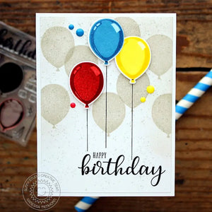 Sunny Studio Primary Balloons Birthday Card by Vanessa Menhorn (using Birthday Balloon 3x4 Clear Layering Stamps)