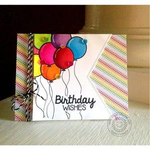 Sunny Studio Stamps Birthday Wishes Balloon Card by Audrey Tokach (using Fishtail Banner Metal Cutting Dies)