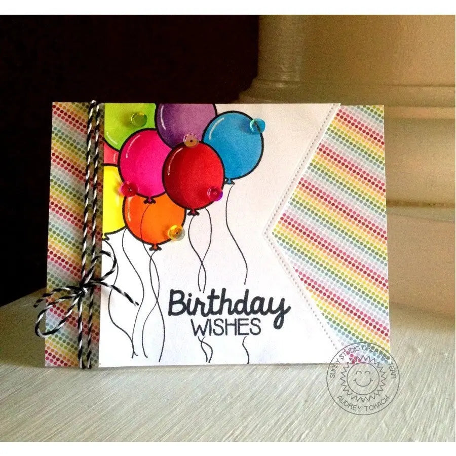Sunny Studio Stamps Birthday Smiles Balloon Fishtail Banner Card
