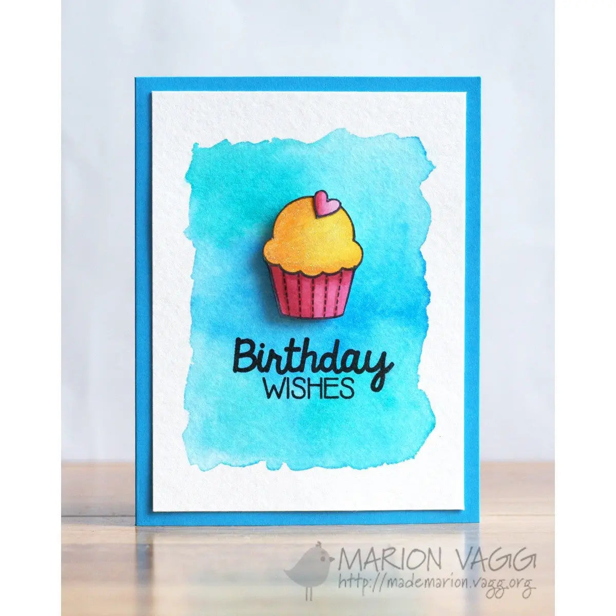 Sunny Studio Stamps Birthday Smiles Watercolor Cupcake Card