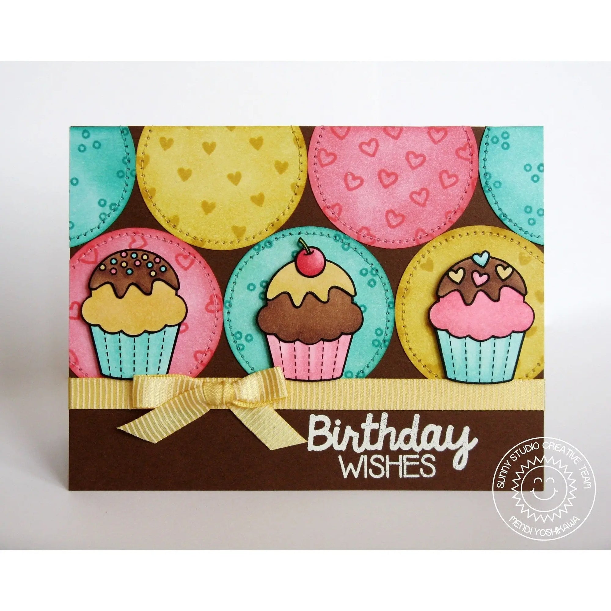 Sunny Studio Stamps Birthday Smiles Cupcake Trio Card