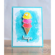 Sunny Studio Stamps Birthday Smiles Watercolor Ice Cream Cone Card