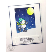 Sunny Studio Stamps Birthday Smiles Skating Penguin with balloon Card