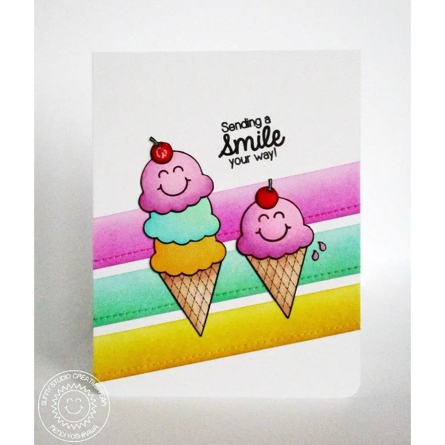 Sunny Studio Stamps Birthday Smiles Triple Scoop Ice Cream Cone Card
