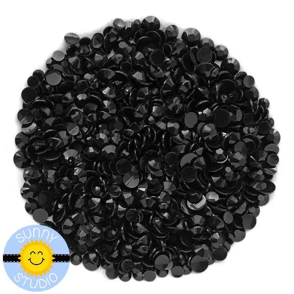 Sunny Studio Stamps Black Onyx Jewels Faux Crystals Rhinestones Embellishments in 3mm, 4mm & 5mm