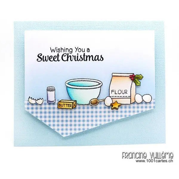 Sunny Studio Wishing You A Sweet Christmas Cookies Holiday Card (using Blissful Baking 4x6 Clear Stamps)