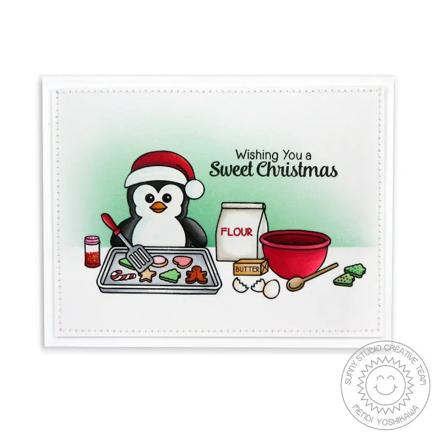 Sunny Studio Stamps Blissful Baking Penguin Sweet Christmas Card