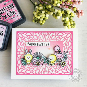 Sunny Studio Stamps Happy Easter Card (using Blooming Frame Petal Background Backdrop Cover Plate Cutting Die)
