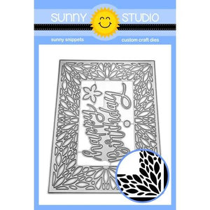 Sunny Studio Stamps Blooming Frame Petal  with Happy Birthday Phrase Metal Cutting Dies Set