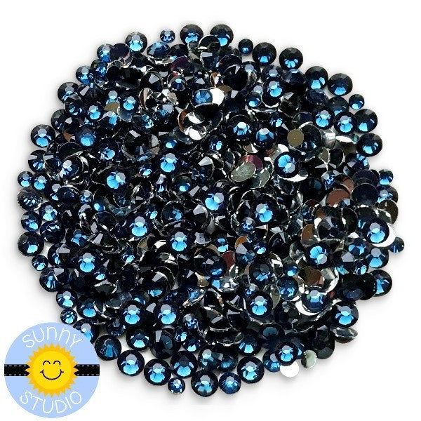 Sunny Studio Stamps Transparent Navy Blue Sapphire Jewel Rhinestones Crystals- 3mm, 4mm & 5mm