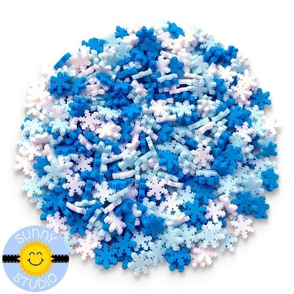 Sunny Studio Blue Snowflake Confetti Winter Clay Embellishments SSEMB-103