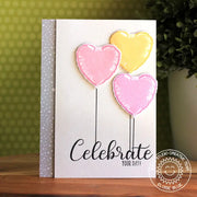 Sunny Studio Stamps Bold Balloons Heart Mylar Balloon Celebrate Your Day Birthday Card
