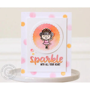 Sunny Studio Stamps Tiny Dancer Ballerina Sparkle With All Your Heart Polka-dot Card