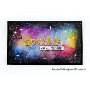 Sunny Studio Stamps Born To Sparkle Galaxy Background Watercolor Card by Francine Vuillème