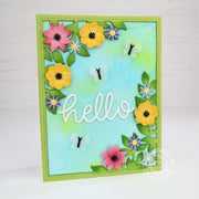 Sunny Studio Stamps Flowers & Butterflies Hello Card by Angelica (using Botanical Backdrop dies)