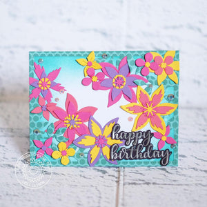 Sunny Studio Stamps Botanical Backdrop Colorful Flowers Birthday Card by Lexa Levana