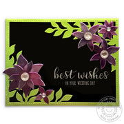 Sunny Studio Stamps Metallic Floral with Leaves Black & Silver Wedding Card (using Everyday Greetings Stamps)