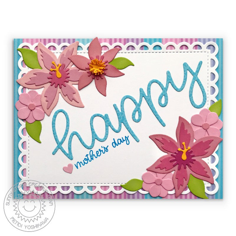 Sunny Studio Stamps Floral & Pastel Striped Mother's Day Card (using Dots & Stripes Pastels 6x6 Patterned Paper Pack)