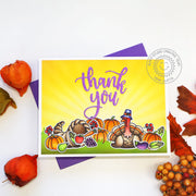Sunny Studio Fall Harvest Thank You Turkey with Pumpkins & Cornucopia Handmade Card using Bountiful Autumn 4x6 Clear Stamps