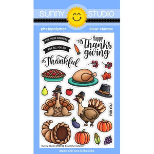 Sunny Studio Stamps Bountiful Autumn Turkey Thanksgiving Themed 4x6 Clear Stamp Set