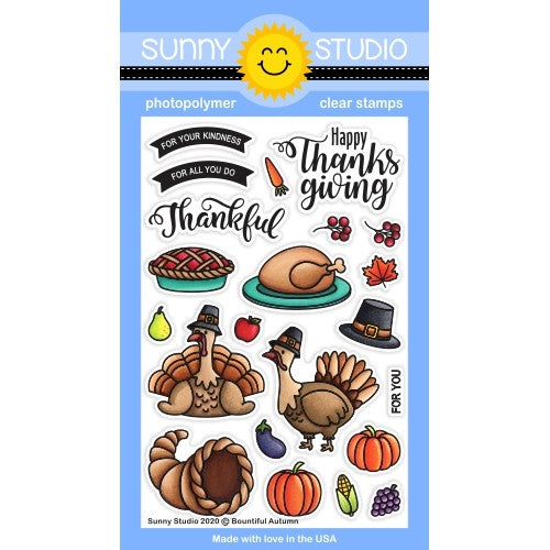 Sunny Studio Stamps Bountiful Autumn Turkey Thanksgiving Themed 4x6 Clear Stamp Set