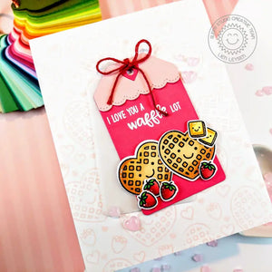 Sunny Studio I Like You A Waffle Lot Strawberry Waffles Valentine's Day Card (using Breakfast Puns Clear Stamps)