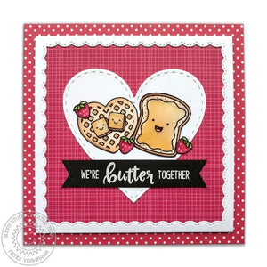 Sunny Studio Stamps Breakfast Puns Butter Together Heart Waffle Valentine's Day Card
