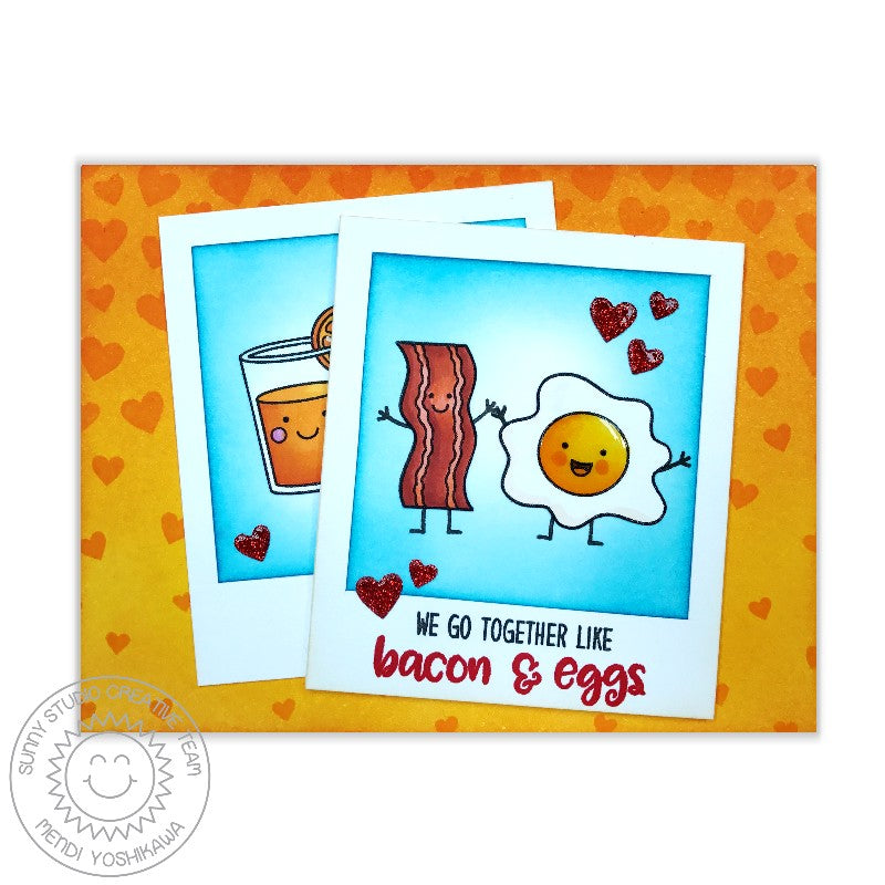 Sunny Studio Stamps Bacon & Eggs Heart Card (using exclusive Basic Mini Shape Dies 2)
