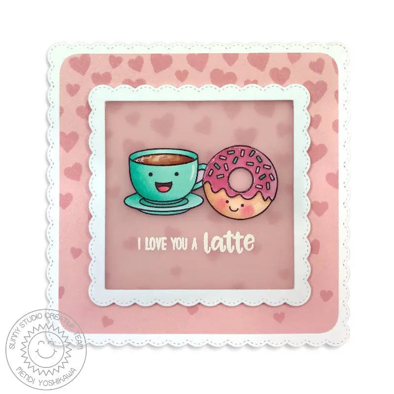 Sunny Studio Stamps Cascading Hearts Love You A Latte Card by Mendi Yoshikawa