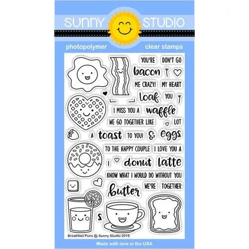 Sunny Studio Stamps Breakfast Puns Love Themed 4x6 Clear Photopolymer Stamp set