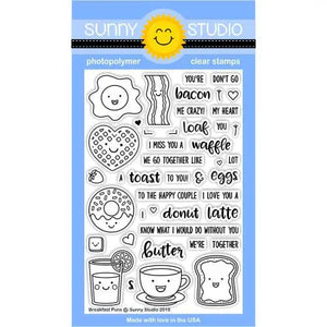 Sunny Studio Stamps Breakfast Puns Love Themed 4x6 Clear Photopolymer Stamp set