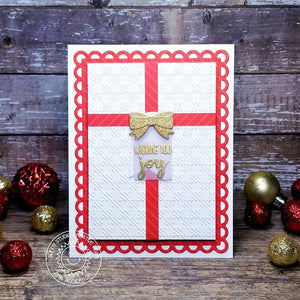 Sunny Studio Stamps Red & White Gingham Embossed Holiday Christmas Gift with Gold Glitter Bow Card by Ana Anderson (using Buffalo Plaid 6x6 Embossing Folder)