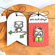 Sunny Studio Stamp Owl Christmas Gift Tags (using Build-A-Tag #1 dies)