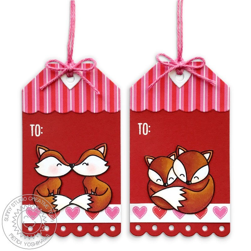Sunny Studio Stamps Build-A-Tag #2 Red Fox Valentine's Day Gift Tags