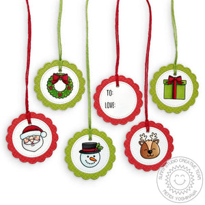 Sunny Studio Stamps Round Circular Christmas Gift Tags (using Build-A-Tag #1 Dies)