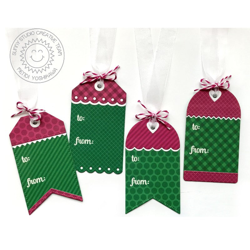 Sunny Studio Stamps Holiday Mix & Match Gift Tag set using Build-A-Tag dies