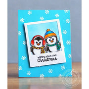 Sunny Studio Stamps Bundled Up Penguins in Polaroid Frame Christmas Card