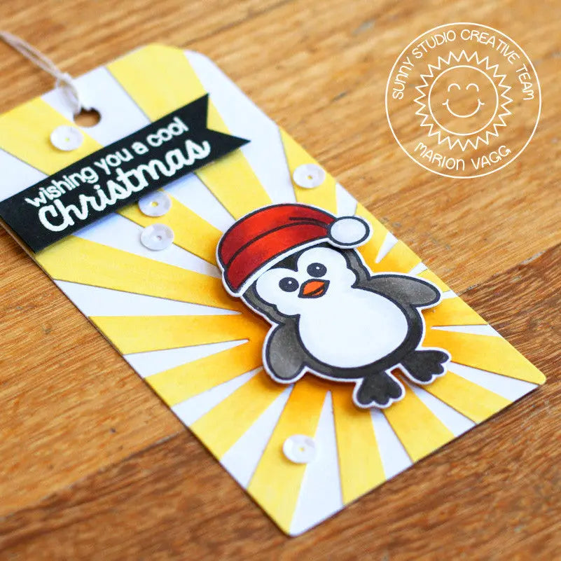 Sunny Studio Stamps Bundled Up Sunray Penguin Gift Tag
