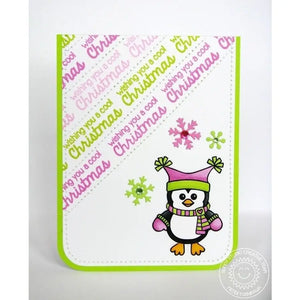 Sunny Studio Stamps Bundled Up Pink & Green Penguin Card