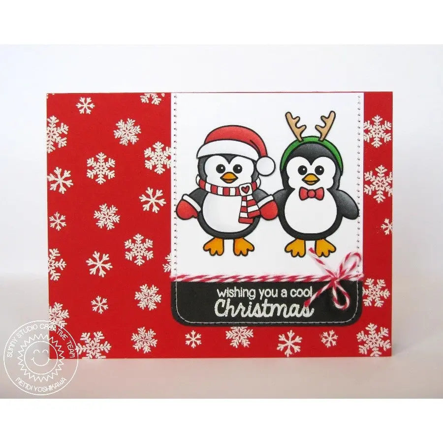 Sunny Studio Stamps Bundled Up Santa & Reindeer Penguin Card